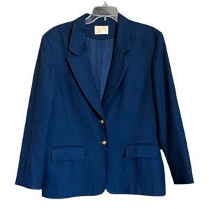 Vintage 1960s Pendleton Navy Wool Blazer Gold Crest Buttons Size 16 USA